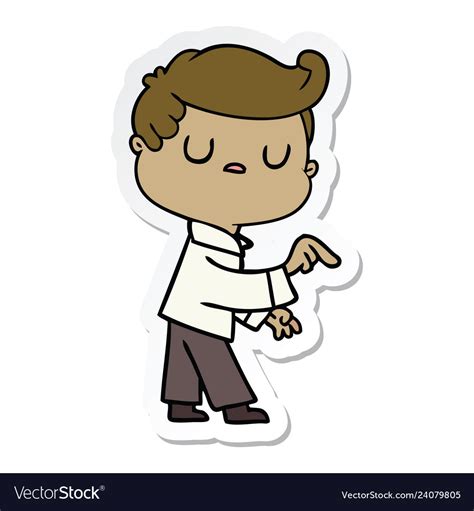 Sticker Of A Cartoon Aloof Man Pointing Finger Vector Image