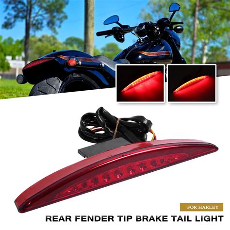 Motorcycle Red Rear Fender Tip Brake Tail Light Lamp For Harley