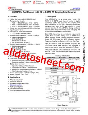 ADC32RF5X Datasheet PDF Texas Instruments