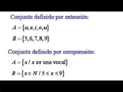 Conjuntos definidos por extensión y comprensión YouTube