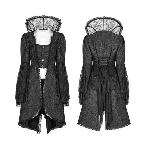 Gothic Translucent Standing Collar Lace Dress Coat Punkravestore