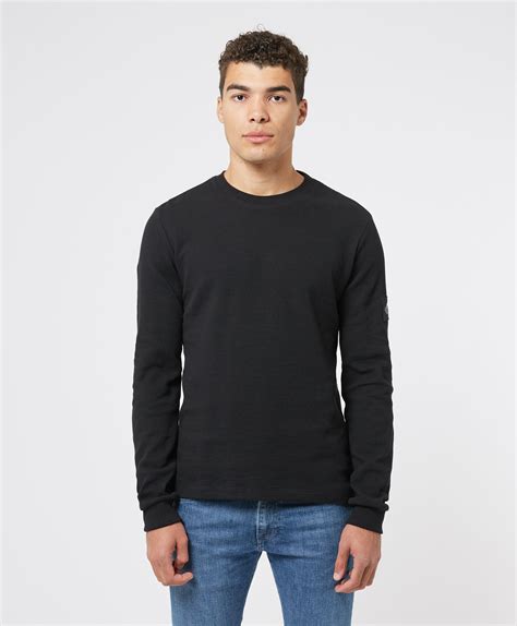 Calvin Klein Denim Waffle Long Sleeve T Shirt In Black For Men Lyst