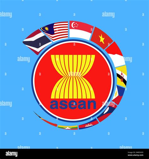 Asean Economic Community Flag Symbols Vector Illustration Stock Vector