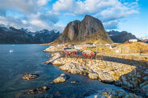 Winter Scene of Reine Town in Lofoten Islands, Norway Stock Image ...