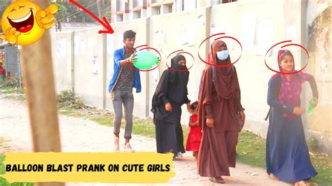 🎈poppin Balloon Blast Prank On Cute Girls Try To Not Laugh 😱😱 Public