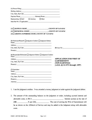 Garnishment Yavapai Courts Print Fill Online Printable Fillable