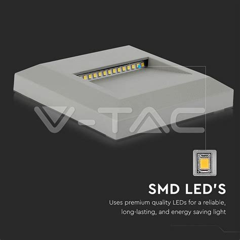 SKU 1324 V Tac 2W Faretto Incasso LED Luce Scale Corpo Grigio