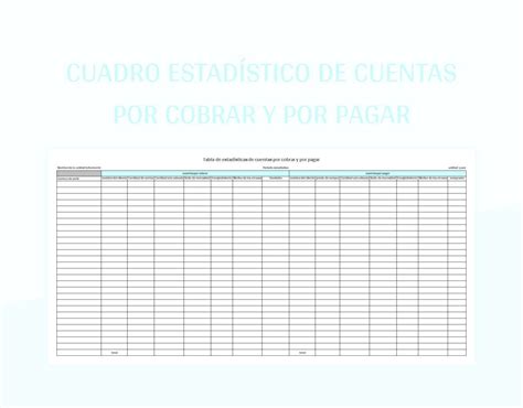 Plantilla De Excel Cuadro Estad Stico De Cuentas Por Cobrar Y Por Pagar