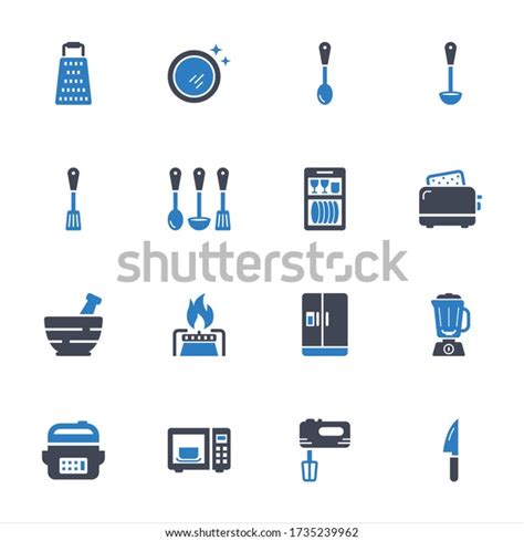 Cooking Utensils Kitchen Equipment Icons Set Stock Vector Royalty Free