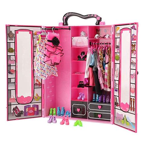 BARWA Fashion Closet Wardrobe 107 Pcs Doll Accessories 16 Pack Doll