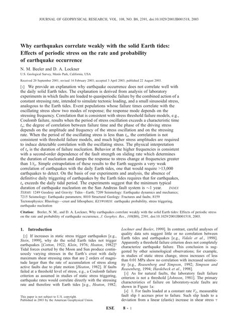 (PDF) Why earthquakes correlate weakly with the solid Earth tides ...