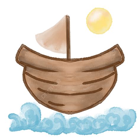 Watercolor Boat Sea Scenery View Paint PNG Transparent Clipart Image