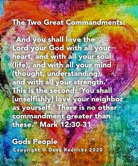 The Two Great Commandments Mark 1230 31 Greatest Commandment Love