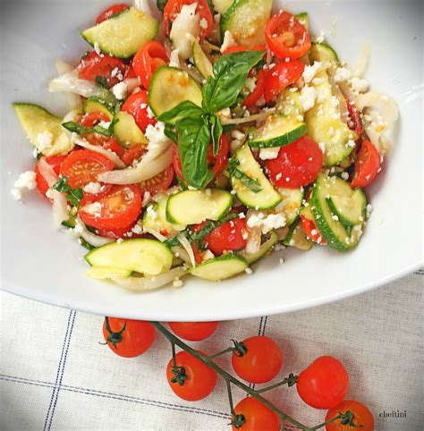 Tomato Zucchini Salad with Ricotta Salata - Cheftini