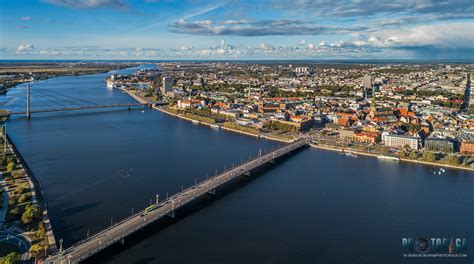 Panorama view of Daugava bridges and Old Town - Riga City Photos