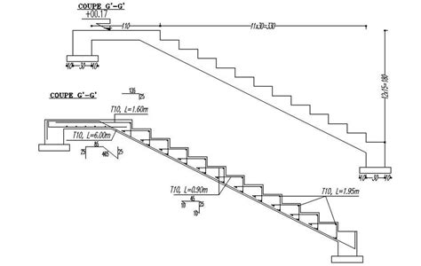 Cross Section G Of The Staircase With Reinforcement And Formwork