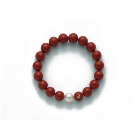 Bracciale Miluna Agglomerato Corallo Rosso E Perla Pbr