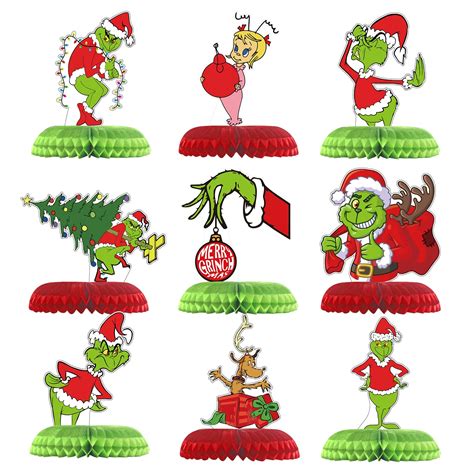 Buy Grinch Christmas Party Honeycomb Centerpieces for Table Decorations ...