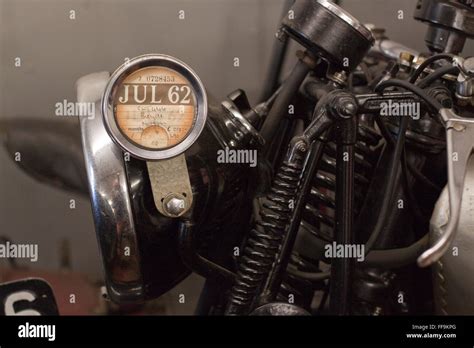 Road Tax Disc On A Vintage Motorcycle Stock Photo Alamy