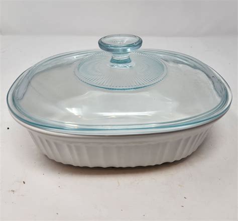 Corningware French White Stoneware 1 5 Qt 1 4l With Glass Lid Etsy