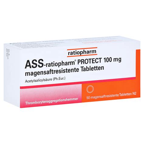 ASS ratiopharm PROTECT 100mg magensaftresistent 50 Stück N2 medpex