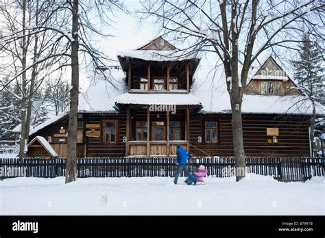 Wooden house in typical Zakopane style architecture Zakopane Tatra Mountains Podhale Region ...