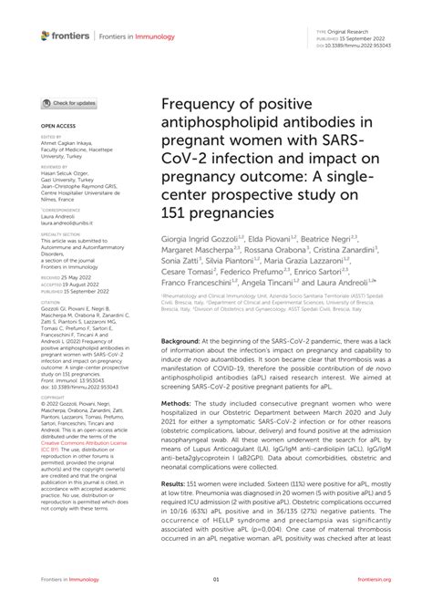 Pdf Frequency Of Positive Antiphospholipid Antibodies In Pregnant