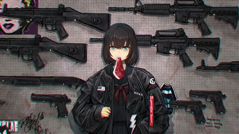 Military Anime Gun Sad Anime Girls Rifles HD Wallpaper Rare Gallery