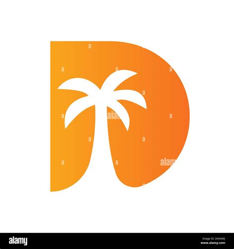 Letter D Palm Tree Logo Design Concept For Travel Beach Landscape Icon