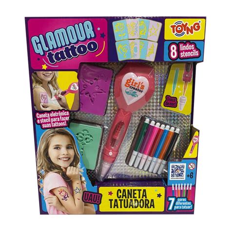 Kit Tatuagem Temporária Infantil Glamour Tattoo Caneta Tatuadora