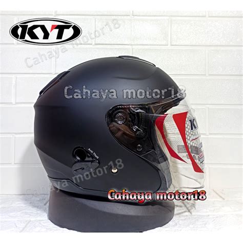 Jual HELM KYT KYOTO R SOLID BLACK DOFT HITAM DOP HELEM HALF FACE