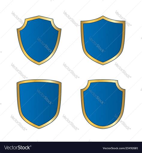 Shield Gold Blue Icons Set Shape Emblem Royalty Free Vector