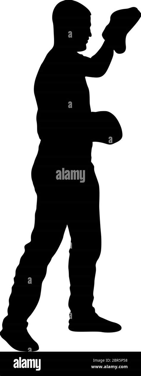 Black Silhouette Of An Athlete Boxer On A White Background Stock Vector