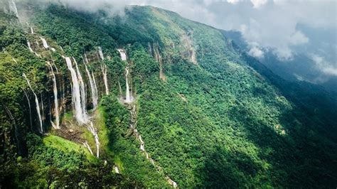 Seven Sisters Falls Cherrapunjee Highest Waterfalls In India 4k Video Youtube