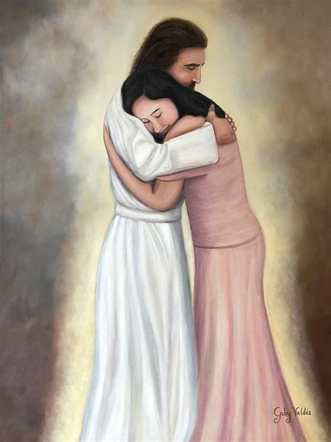 The Embrace Of Jesus Painting By Gaby Valdes Pixels