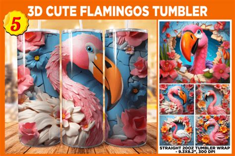 Bundle D Flamingos Tumbler Sublimation Graphic By Qasimgraphic