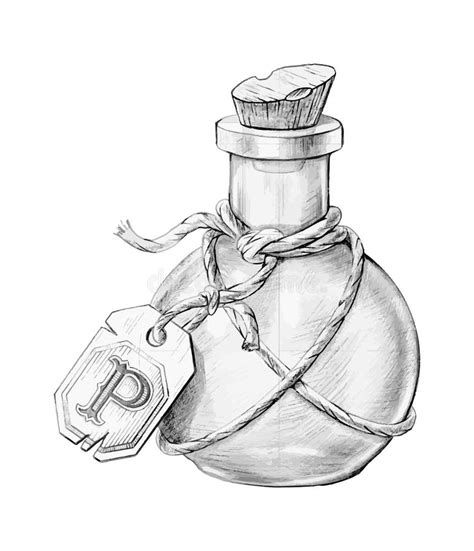 Hand Drawn Vintage Poison Bottle Of Poison Magic Bottle Stock