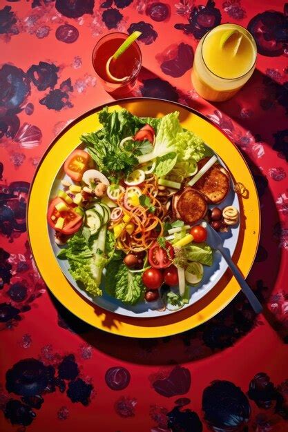 Premium Ai Image Fresh And Colorful Salad On A Plate