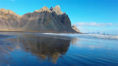 Premium Photo Huge Vestrahorn Mountains On Beach With Famous Black