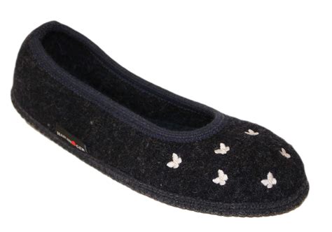 HAFLINGER SLIPPER MARIPOSA KAPITAIN PANTOFOLA IN LANA COTTA BLU