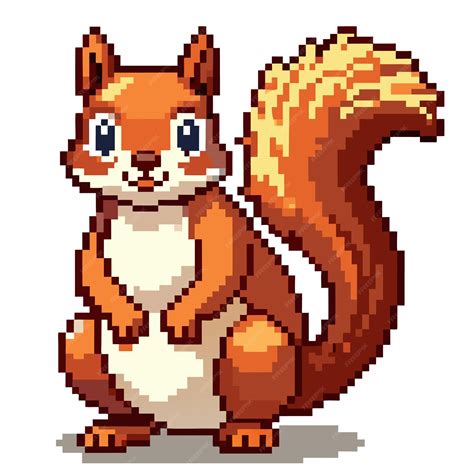 Pixel Art Squirrel Illustration Retro Style Forest Animal In Digital