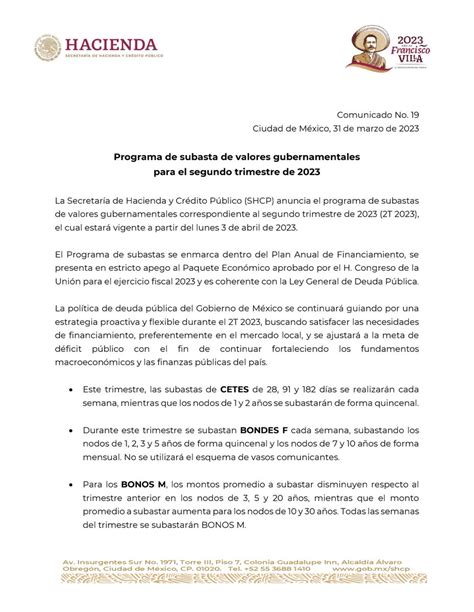 Hacienda On Twitter Programa De Subasta De Valores Gubernamentales