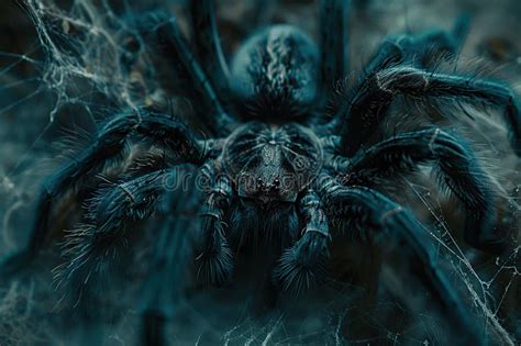 Close Up Of A Spider In Its Web Stock Illustration Illustration Of