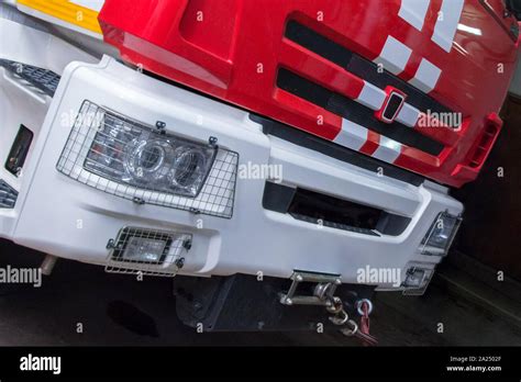 Red And White Fire Truck In The Garage Stock Photo Alamy