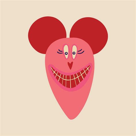 Cute Funny Character Monster Mouse With Funny Smile Face Illustration