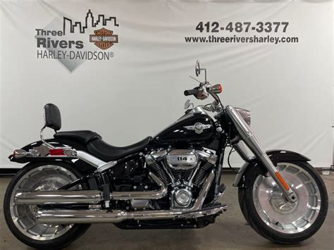 Pre Owned 2018 Harley Davidson FLFBS Fat Boy 114 Vivid Black FOR SALE