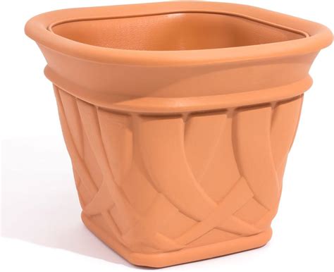 Terra Pot de Fleurs carré Galeon Terre Cuite 40 cm Amazon fr Jardin