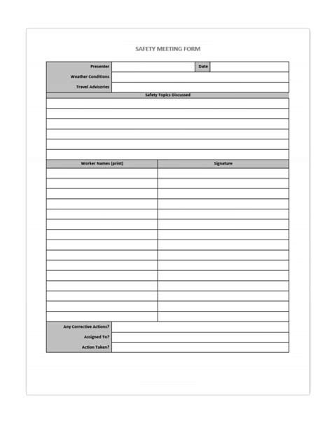 Monthly Safety Meeting Template Parahyena