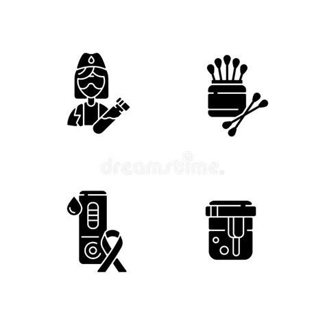 Medical Laboratory Diagnostic Black Glyph Icons Set On White Space