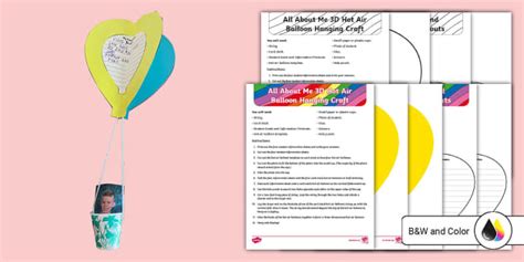All About Me D Hot Air Balloon Hanging Craft Twinkl